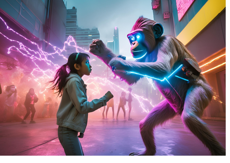 Combat entre le singe et Elara
